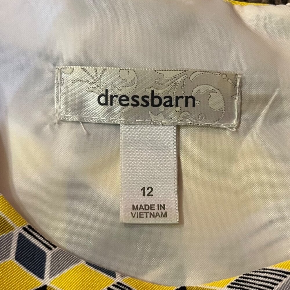 Dressbarn Womens 12 Sleeveless Black Yellow Geometric Dress Used - Picture 6 of 14